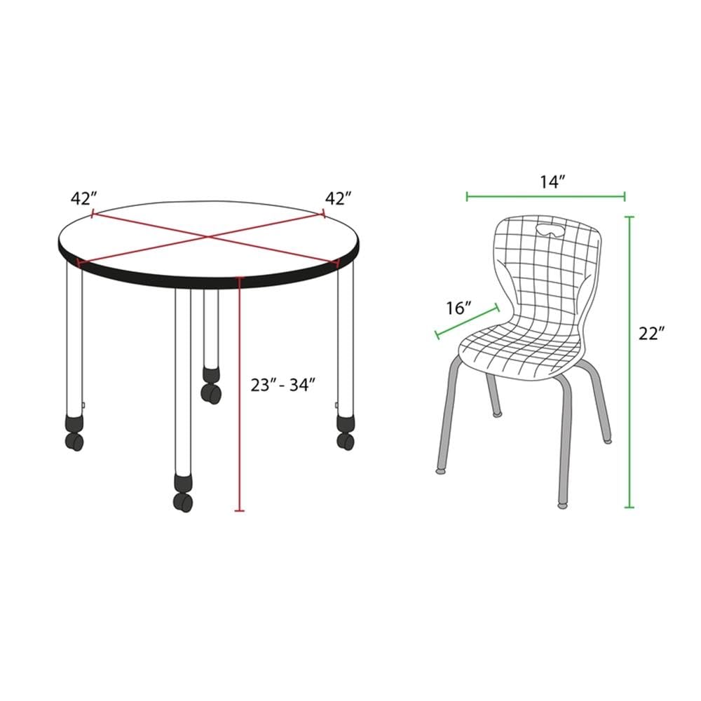 42" Round Mobile Table with 4 Stack Chairs Q977377