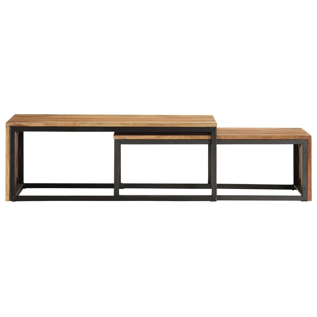 2 pcs Solid Sheesham Wood Nesting Tables N4660