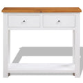 Solid Oak Wood Console Table with 2 Drawers and Shelf G35016