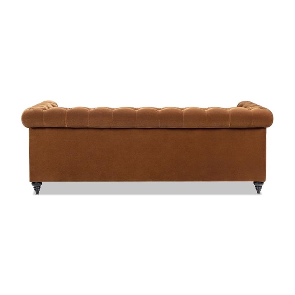 Burnt Orange Velvet Tufted Chesterfield Sofa P603490