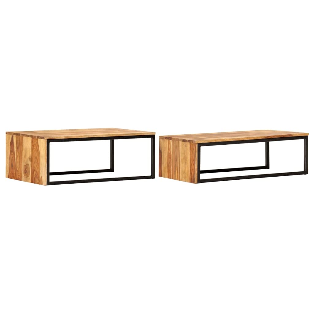 2 pcs Solid Sheesham Wood Nesting Tables N4660