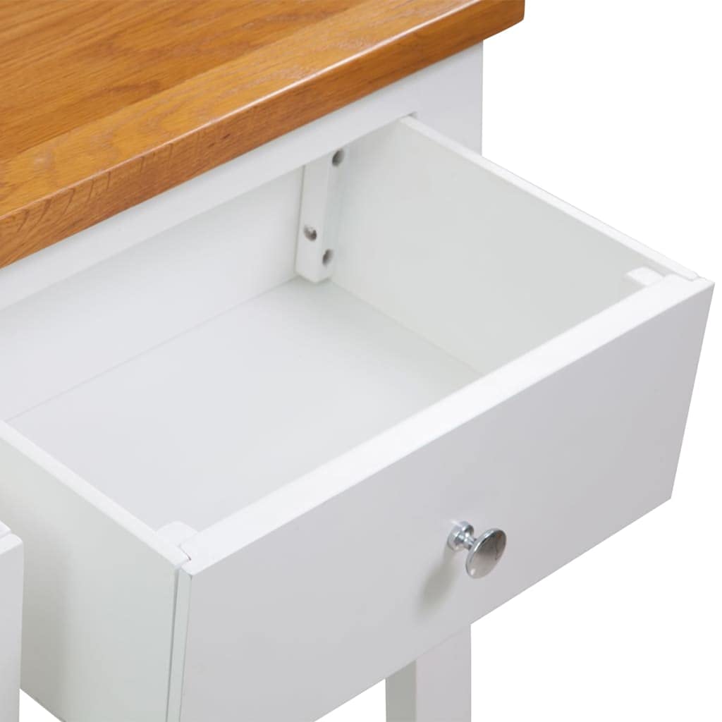 Solid Oak Wood Console Table with 2 Drawers and Shelf G35016