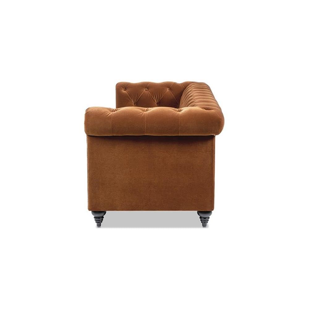Burnt Orange Velvet Tufted Chesterfield Sofa P603490