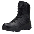 Black Waterproof Leather Side Zip Hiking Boots P9014
