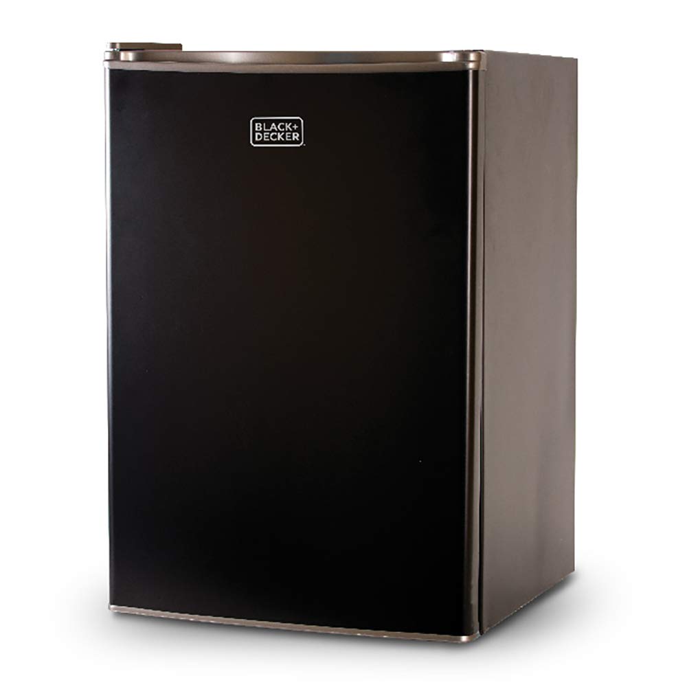 Compact Single Door Mini Fridge with Freezer, 2.5 Cubic Feet, Black & Single Serve K-Cup Pod Coffee Maker, Black S86338