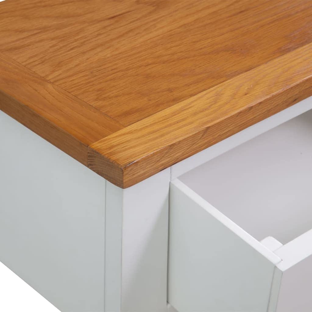Solid Oak Wood Console Table with Two Drawers and Shelf N512