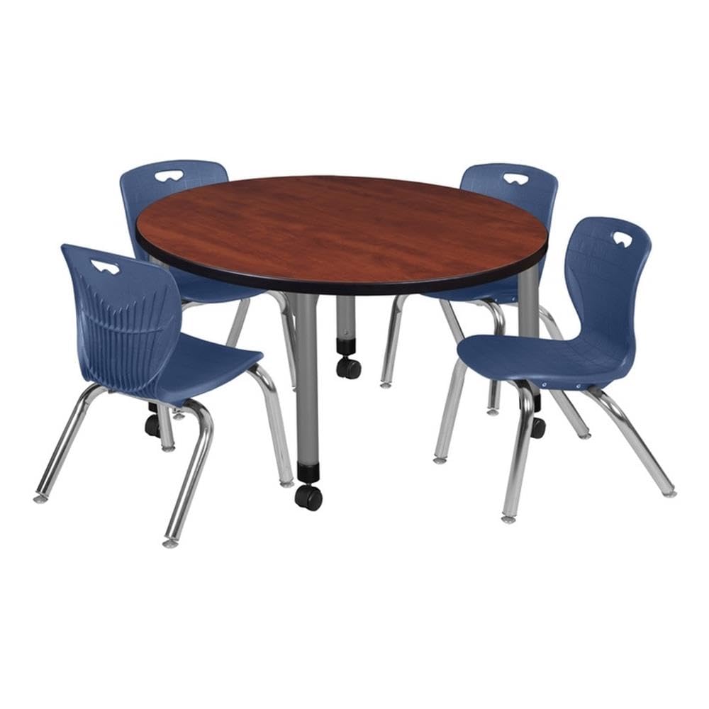 42" Round Mobile Table with 4 Stack Chairs Q977377