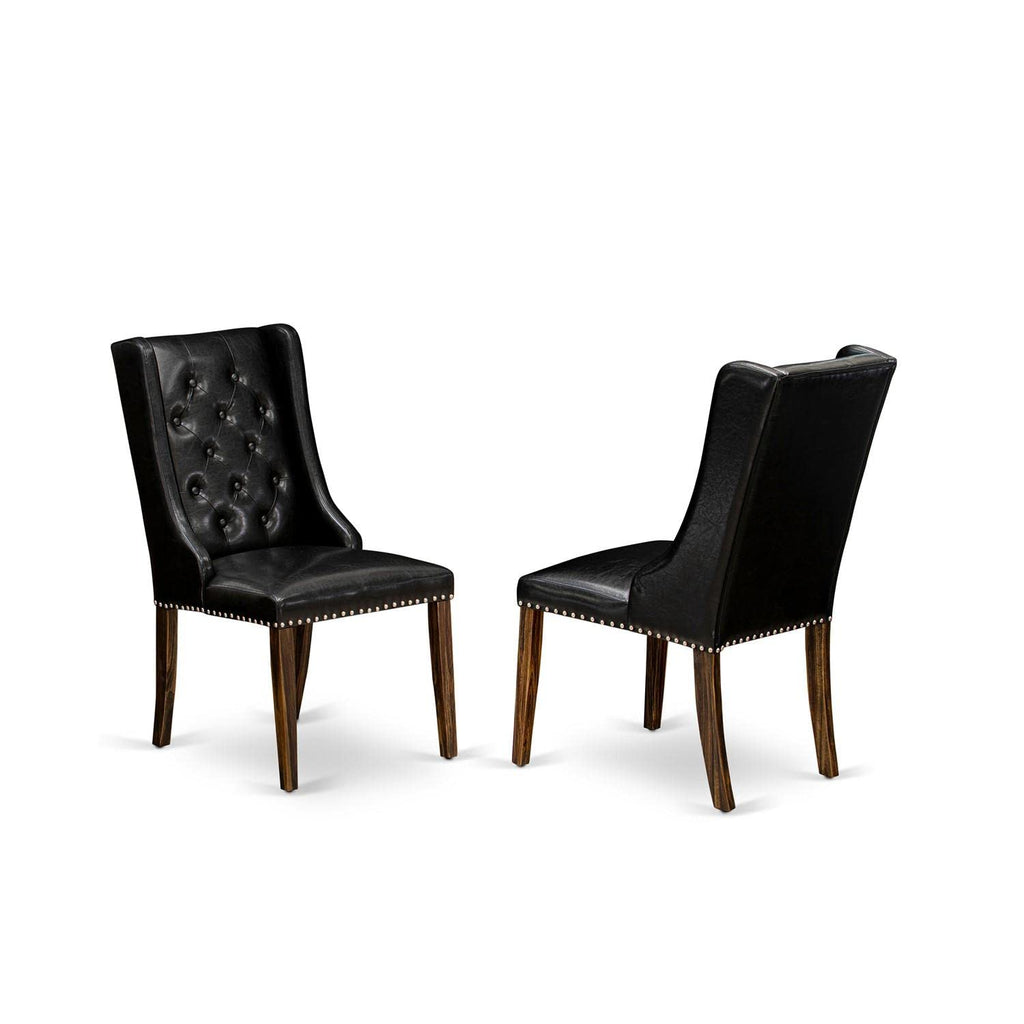 Black Faux Leather Button Tufted Dining Chairs, Set of 2 W7073