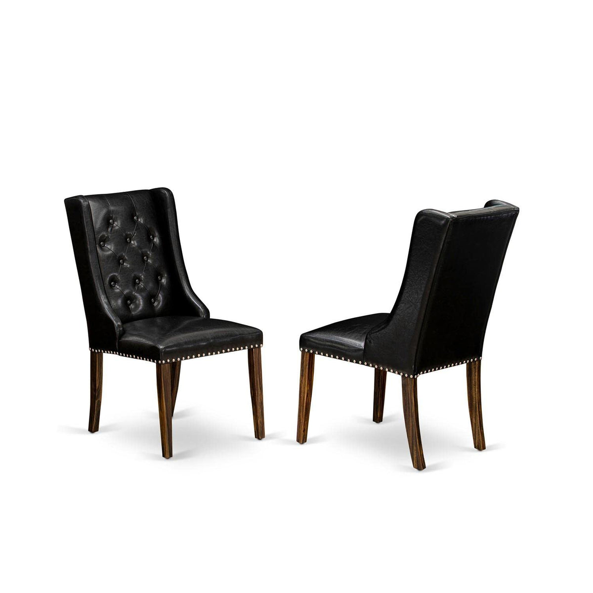 Black Faux Leather Button Tufted Dining Chairs, Set of 2 W7073