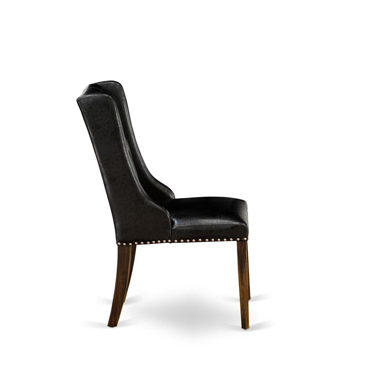 Black Faux Leather Button Tufted Dining Chairs, Set of 2 W7073