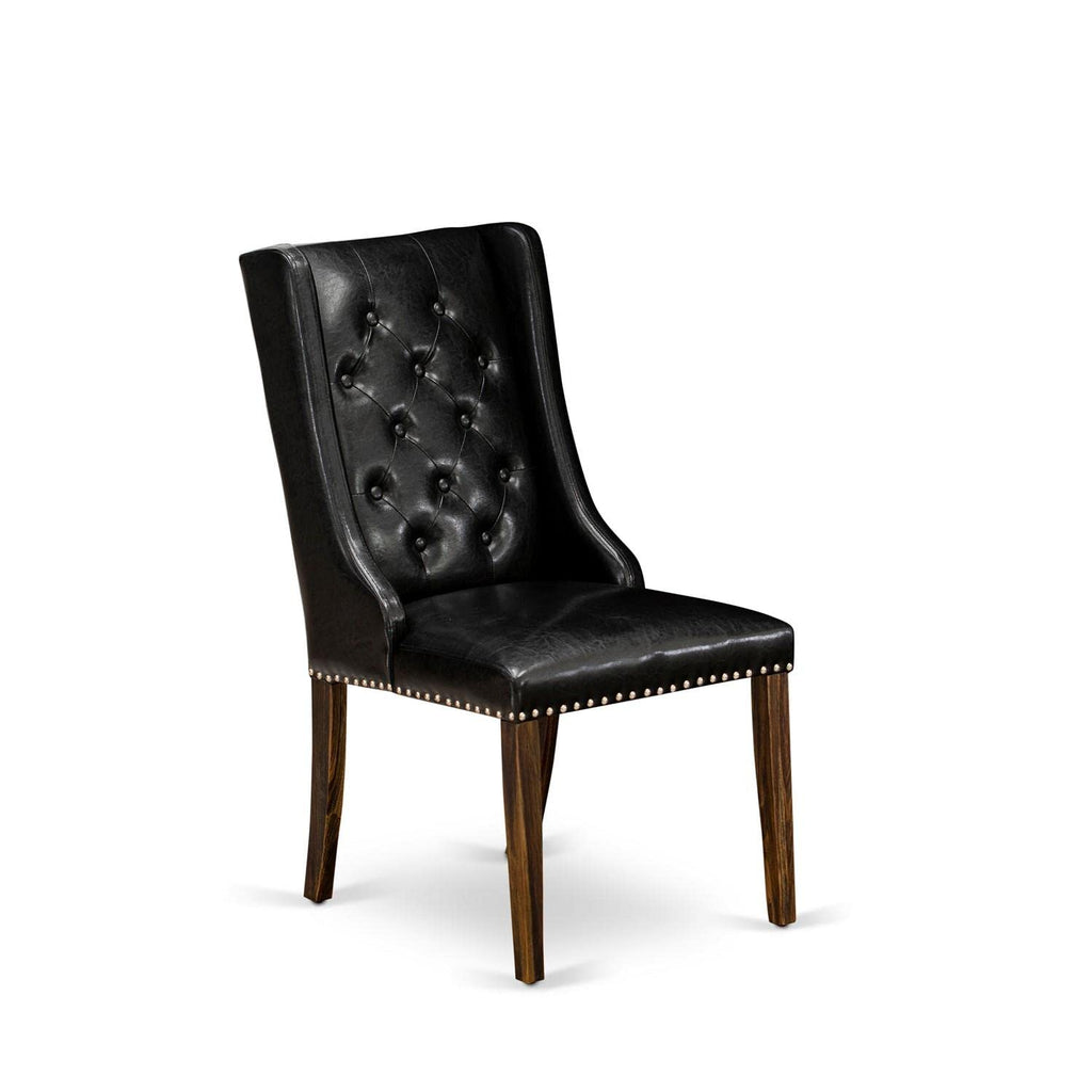 Black Faux Leather Button Tufted Dining Chairs, Set of 2 W7073