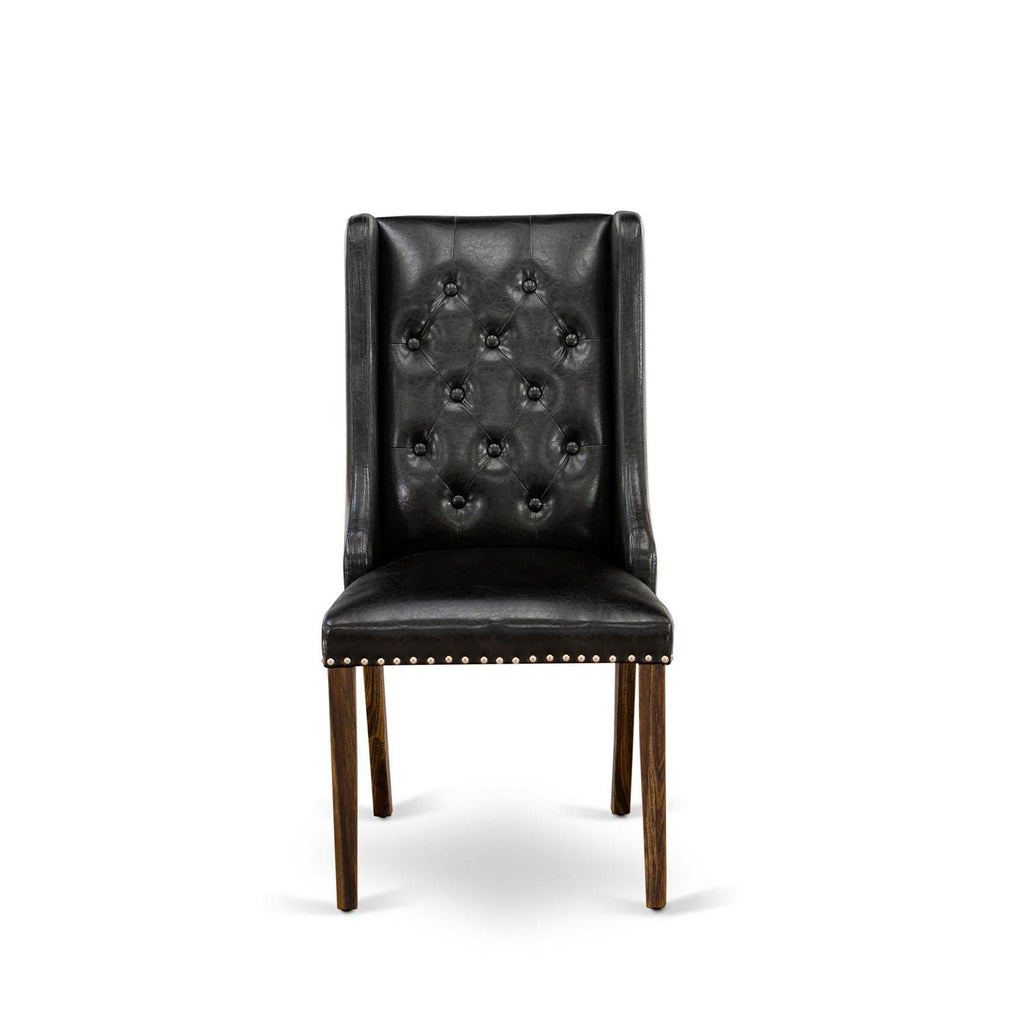 Black Faux Leather Button Tufted Dining Chairs, Set of 2 W7073