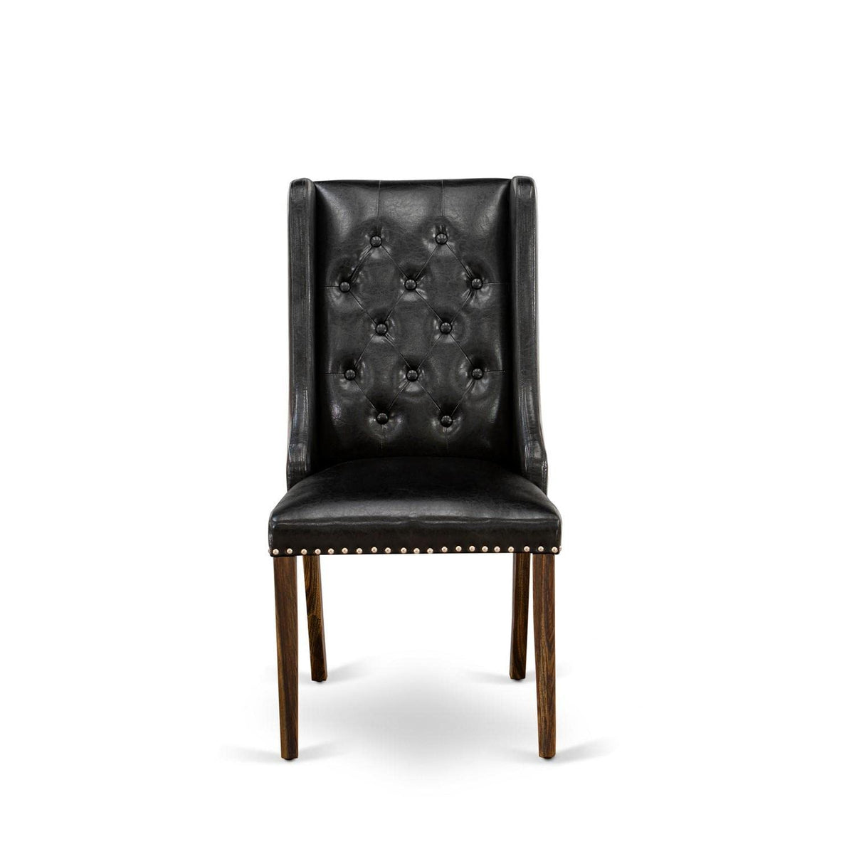 Black Faux Leather Button Tufted Dining Chairs, Set of 2 W7073