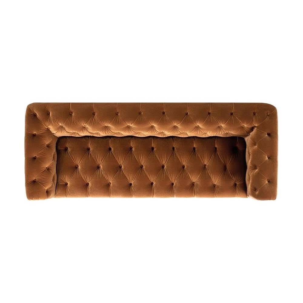 Burnt Orange Velvet Tufted Chesterfield Sofa P603490