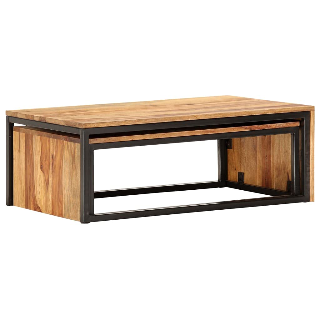 2 pcs Solid Sheesham Wood Nesting Tables N4660