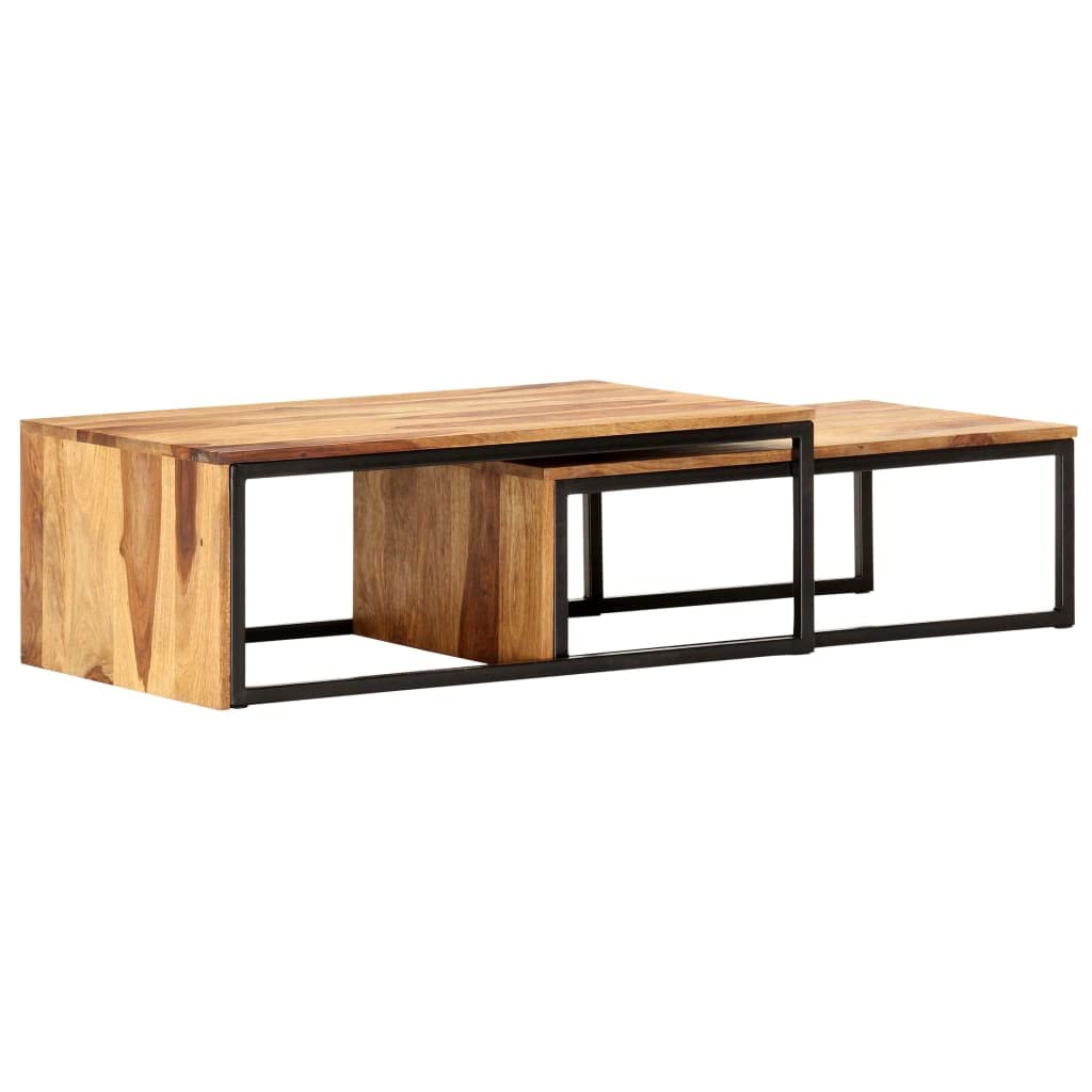 2 pcs Solid Sheesham Wood Nesting Tables N4660