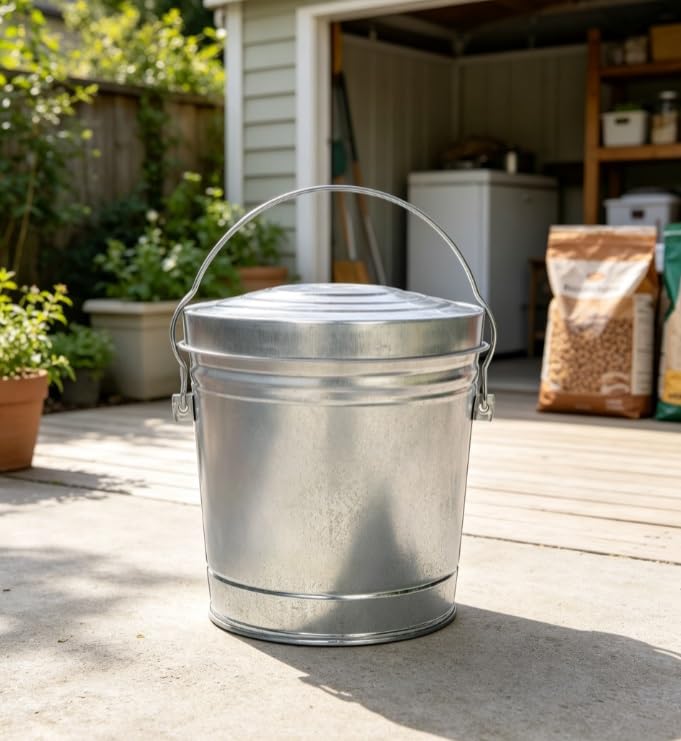 Galvanized Steel 6 Gallon Storage Can with Locking Lid R4605