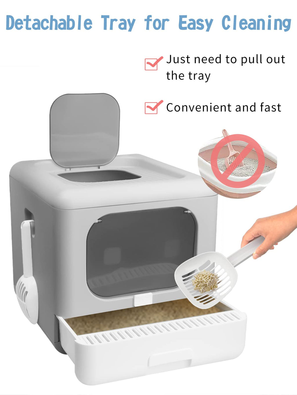 Foldable Cat Litter Box with Lid Y9935
