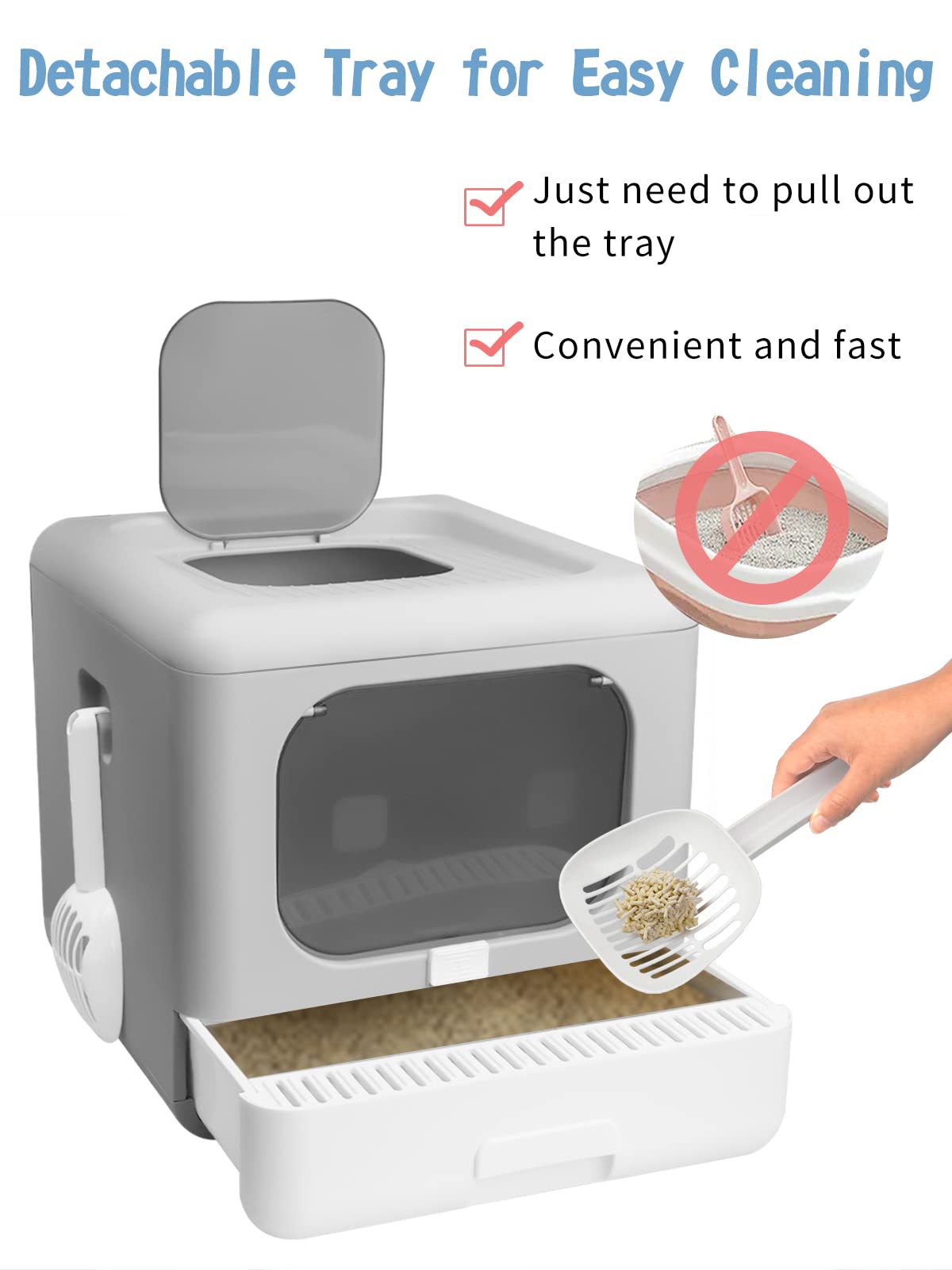 Foldable Cat Litter Box with Lid Y9935