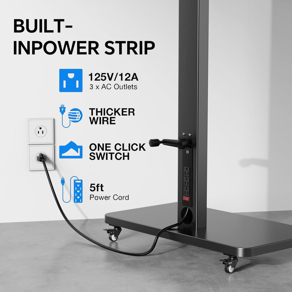 Mobile TV Stand with Power Outlet and Wheels M7466