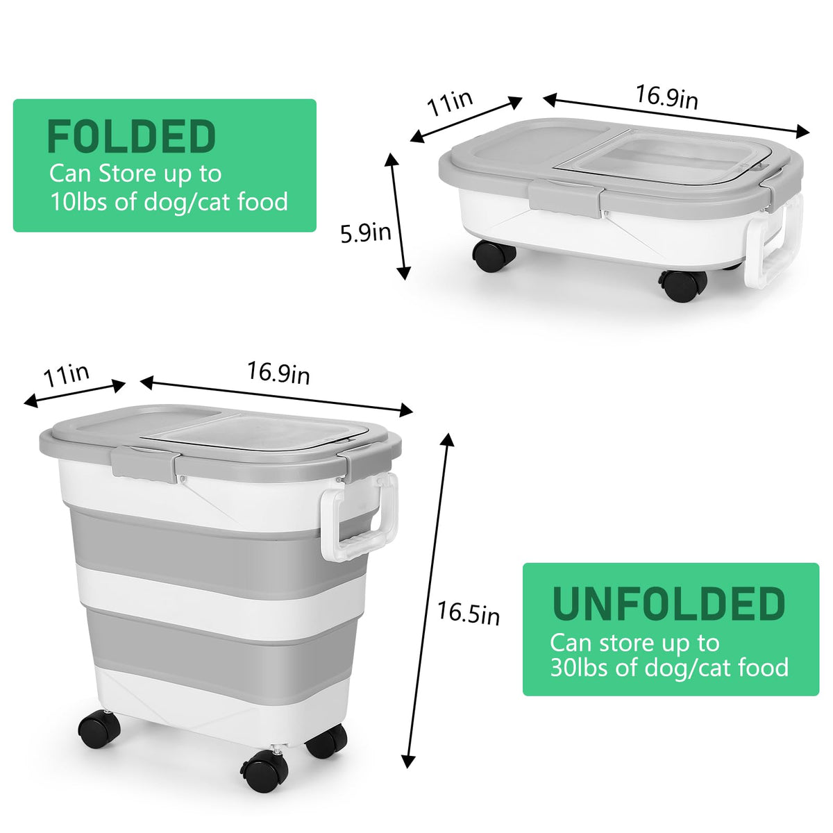 30LB Dog Food Storage Container with Wheels N907