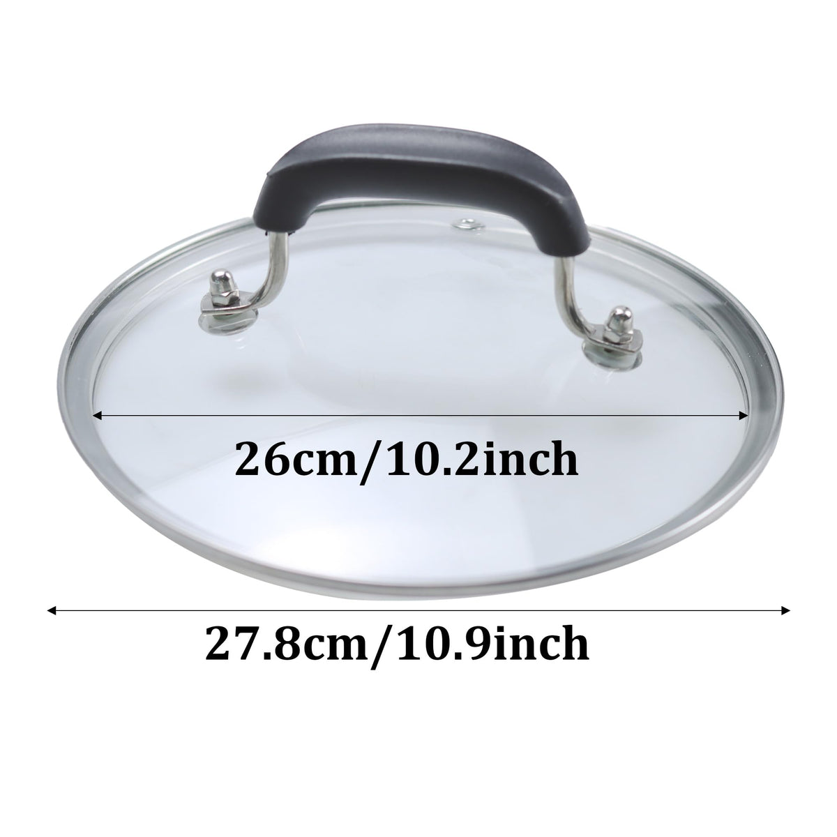 10.5 Inch Tempered Glass Lid with Silicone Handle Y538810