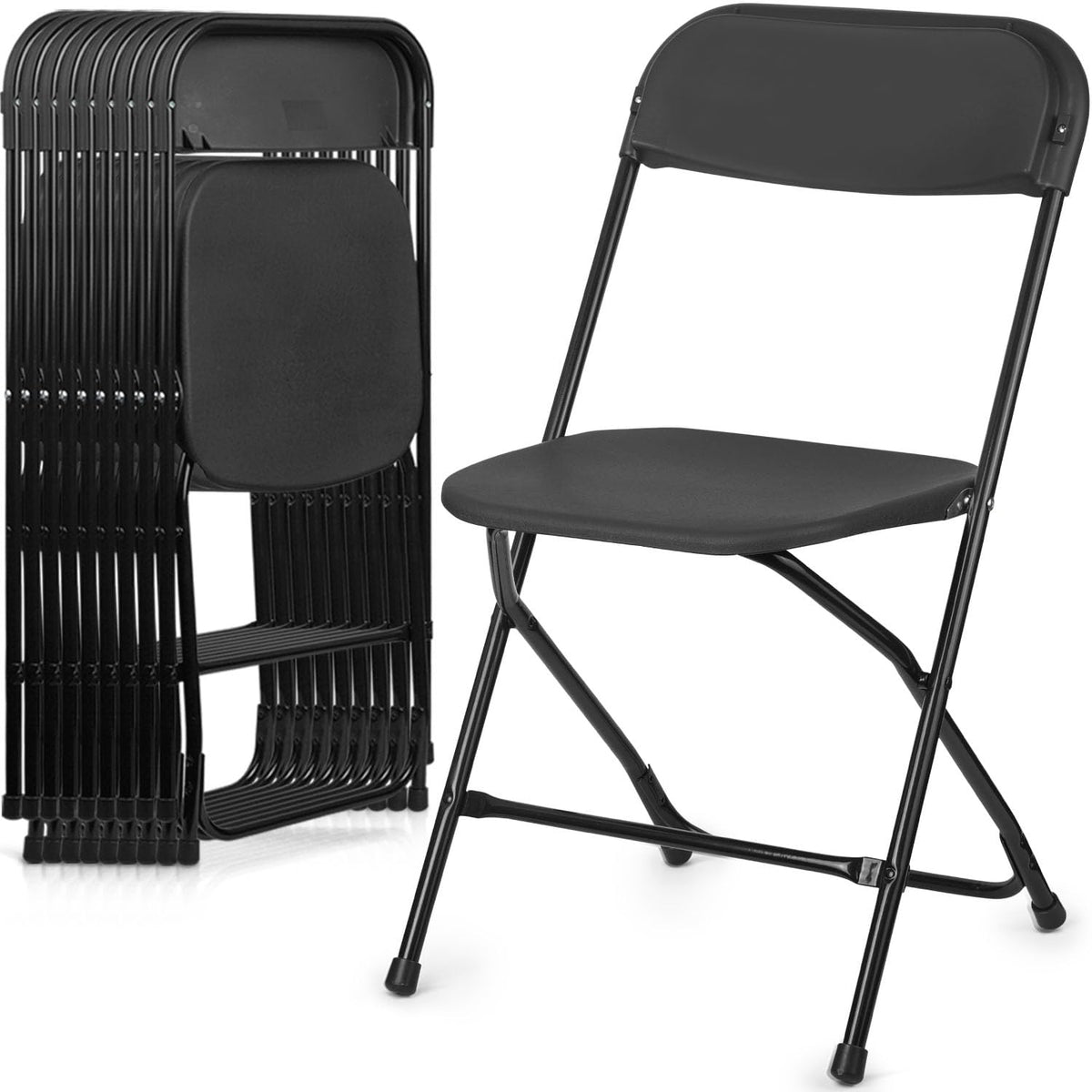 Portable Heavy Duty Folding Chairs 10 Pack Black I91379