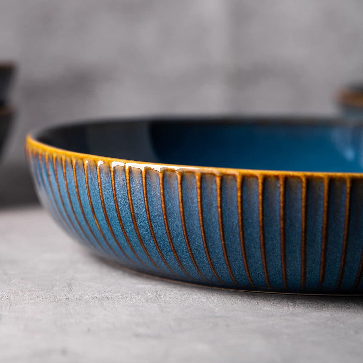 4 Pcs 35 Ounces 8.5 Inch Porcelain Pasta Bowls Blue J4214