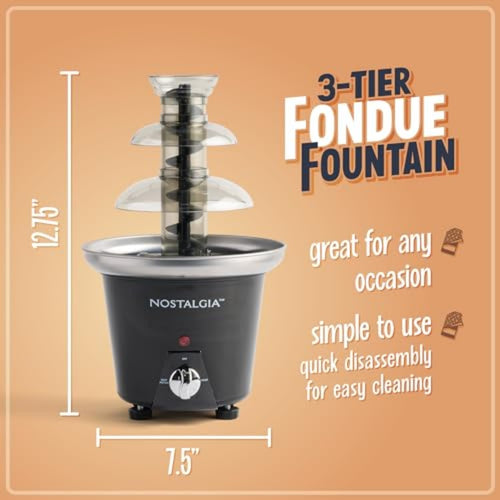 3 Tier Electric Chocolate Fondue Fountain Machine 24-Ounce Black Y6833