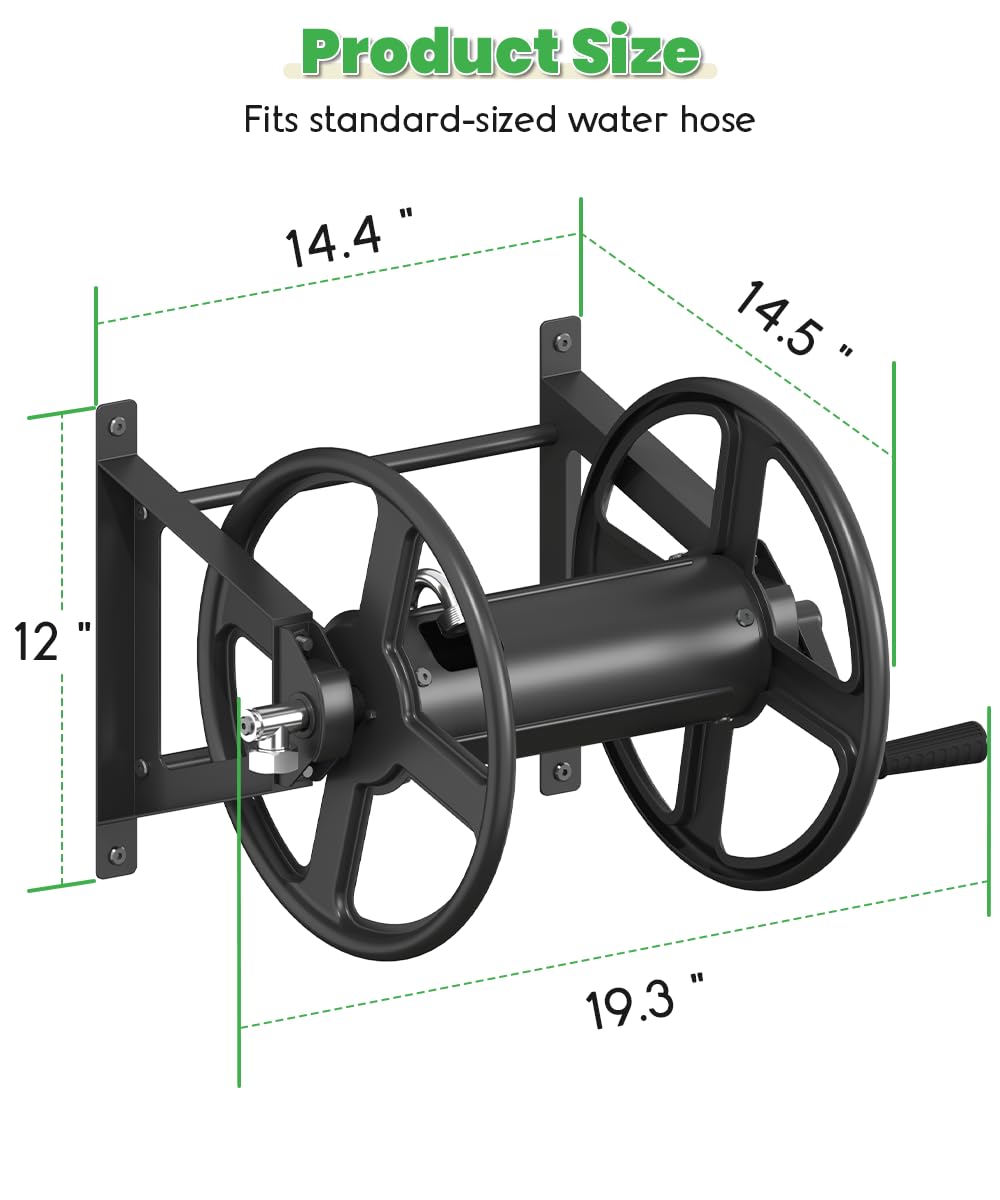 Wall Mounted Garden Hose Reel with Leader Hose D82596