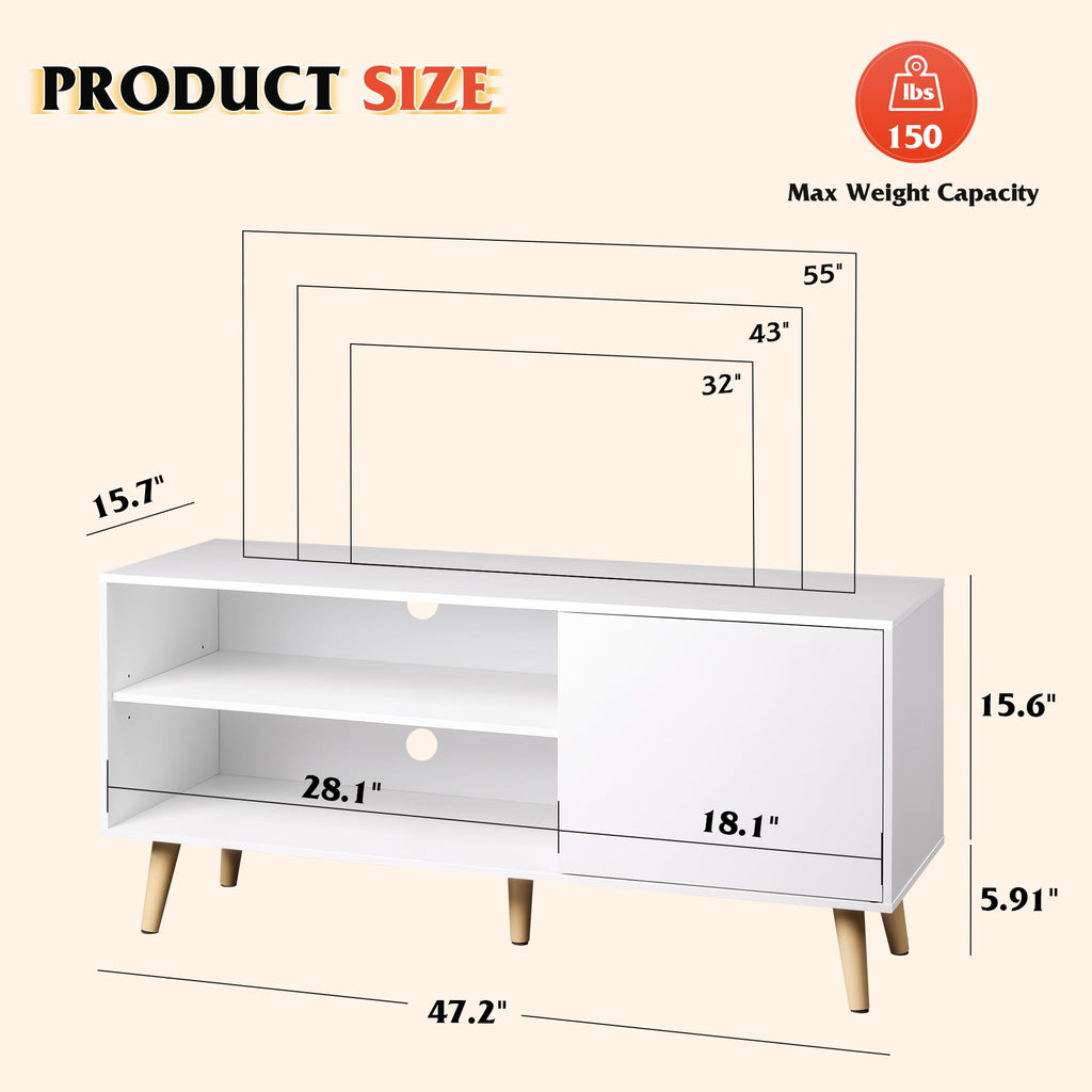 White TV Stand with Storage Cabinet X92807