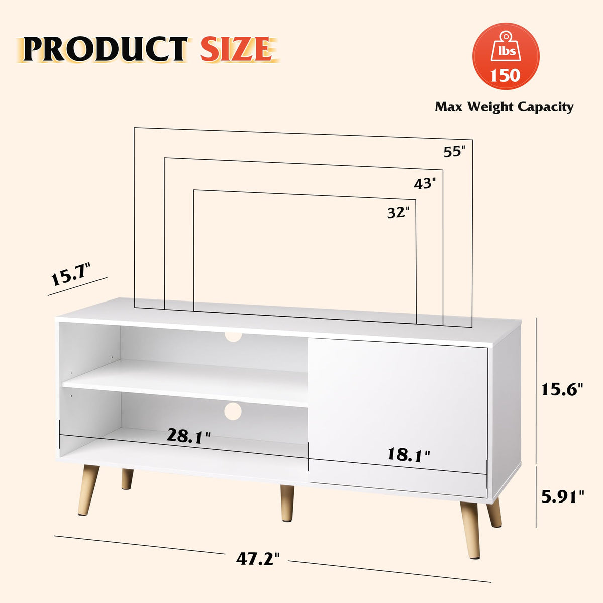 White TV Stand with Storage Cabinet X92807