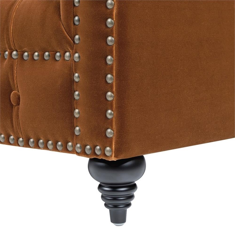 Burnt Orange Velvet Tufted Chesterfield Sofa P603490