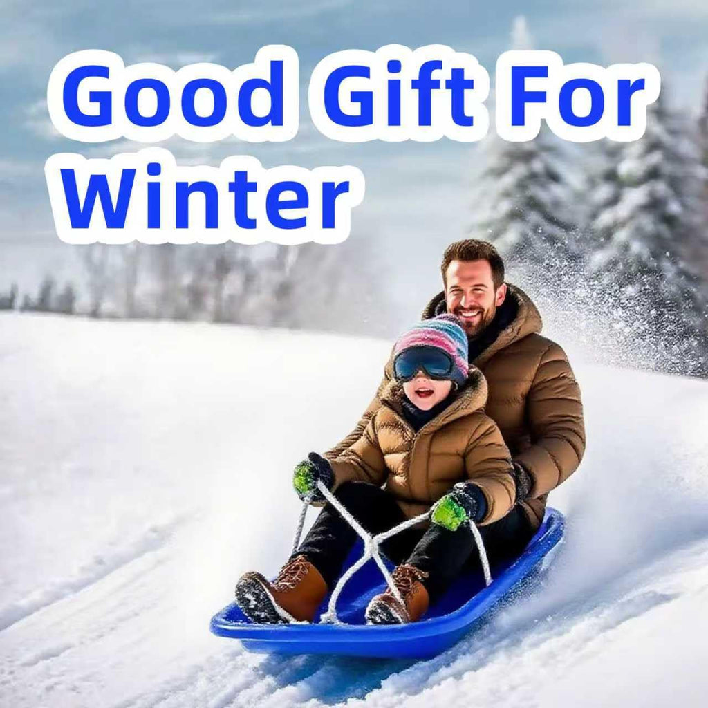 35 Inch 2-Person Plastic Snow Sled with Pull Rope I56436