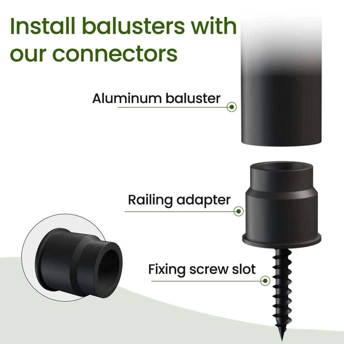 32"-100Pack Aluminum Deck Balusters Hollow Round Deck Railing Spindles Matte Coated Black C468566