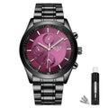 40mm Analog Watch with Auto Date & Day Display, Stainless Steel, 30M Waterproof W633