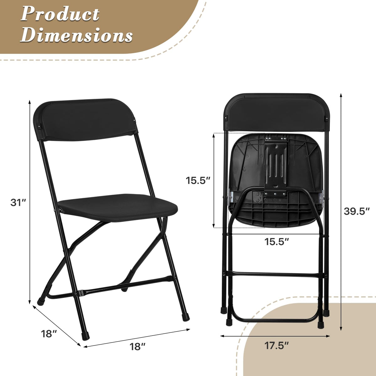 Black Plastic Folding Chairs 10 Pack C9597