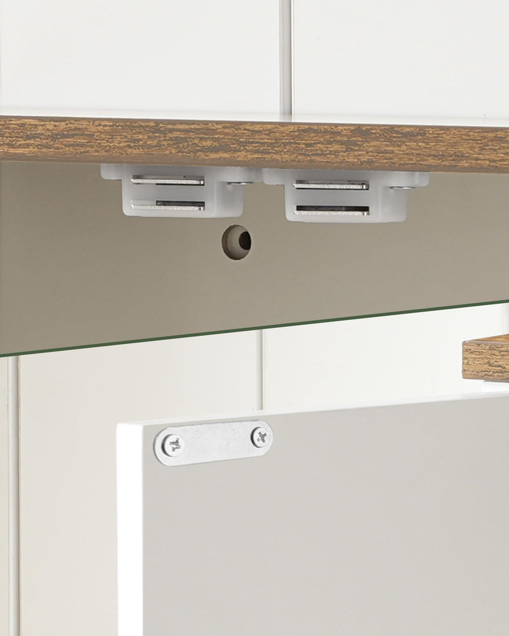 White and Walnut Bathroom Wall Cabinet with Towel Bar H819