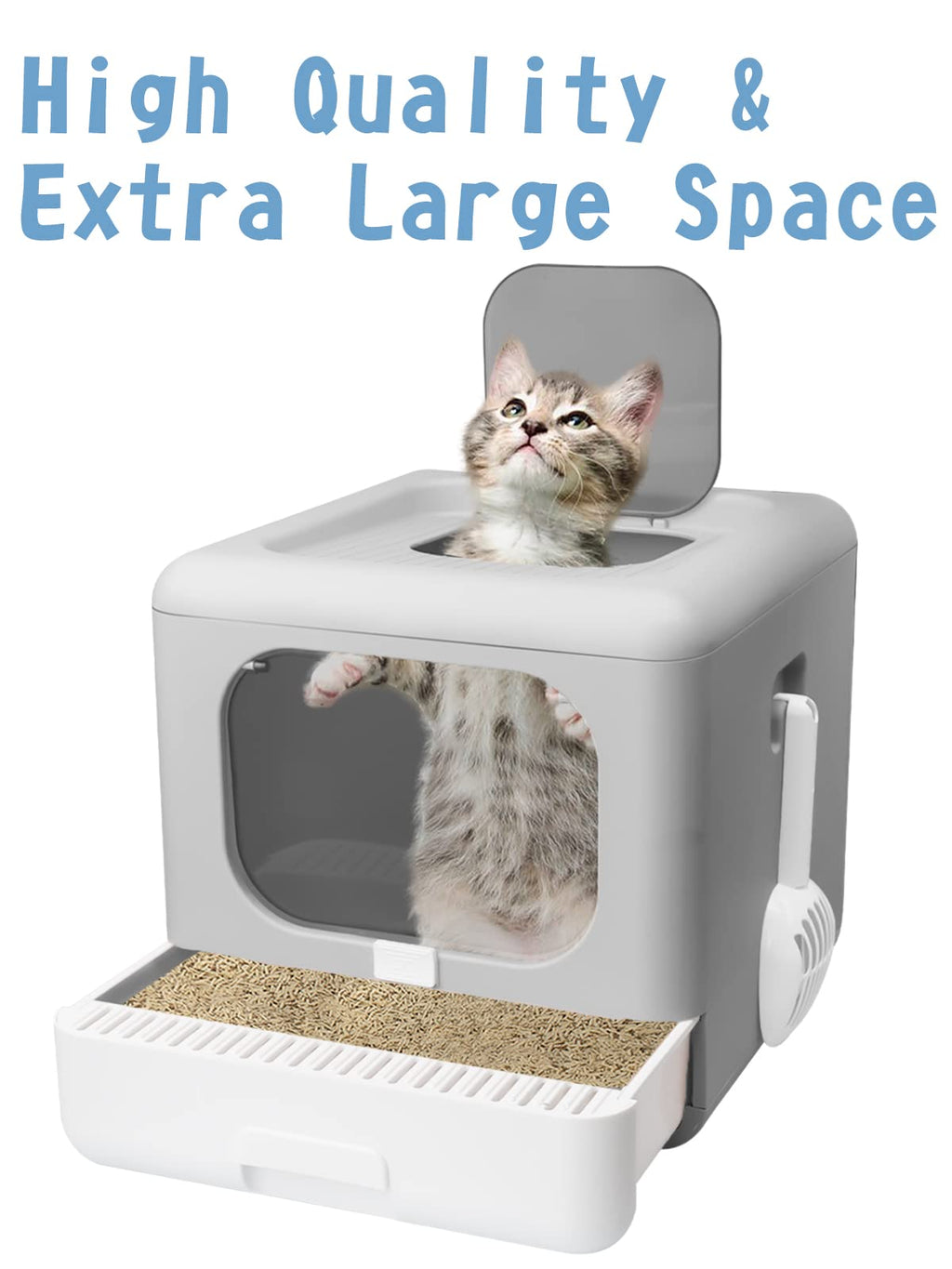Foldable Cat Litter Box with Lid Y9935