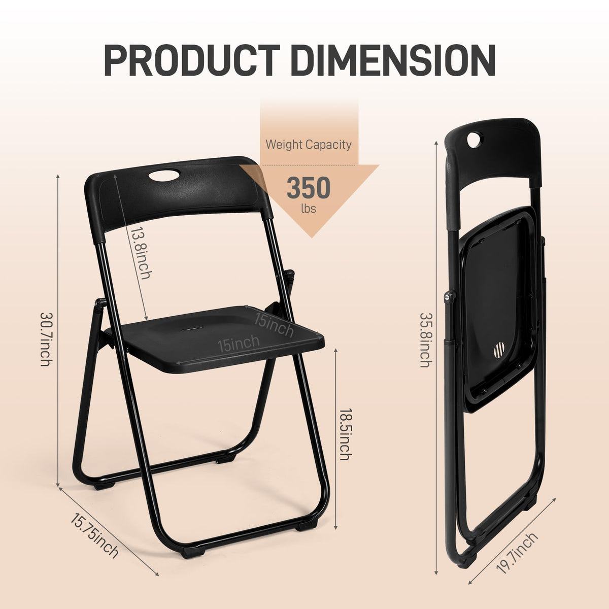 10 PCS Black Plastic Folding Chair T198422