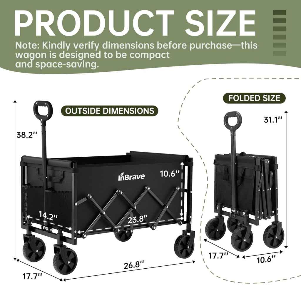 Collapsible Wagon Cart with All-Terrain Wheels, Black B598