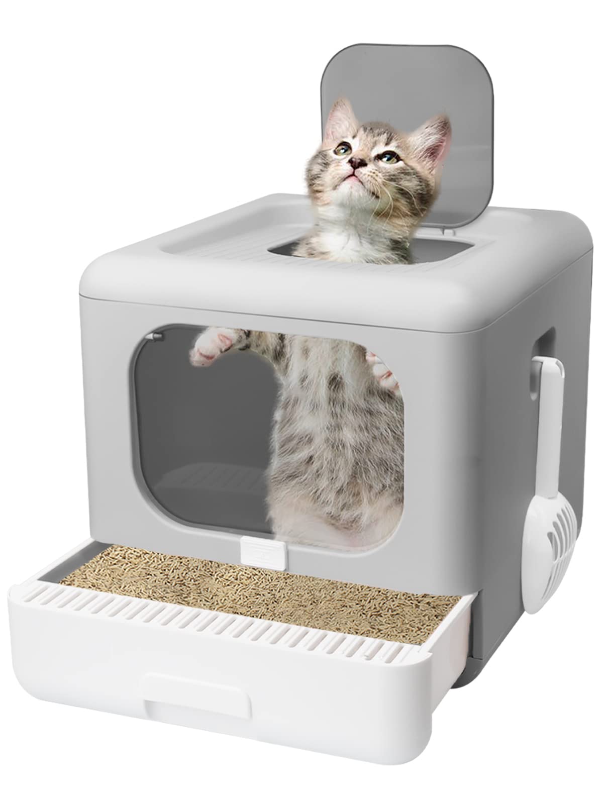 Foldable Cat Litter Box with Lid Y9935
