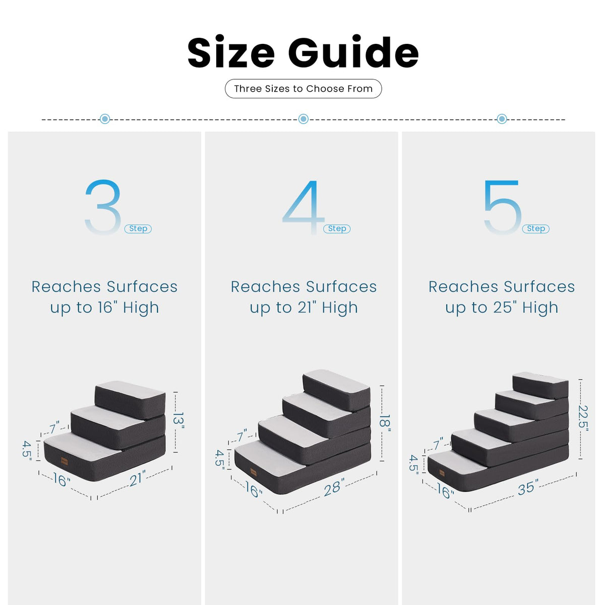 4-Step Adjustable Foldable Non-Slip Dog Stairs U737