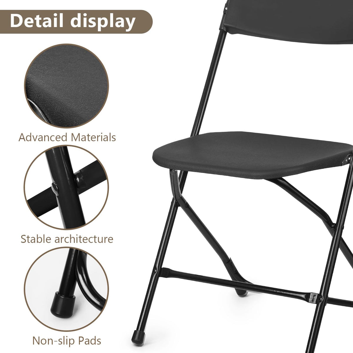 Portable Heavy Duty Folding Chairs 10 Pack Black I91379