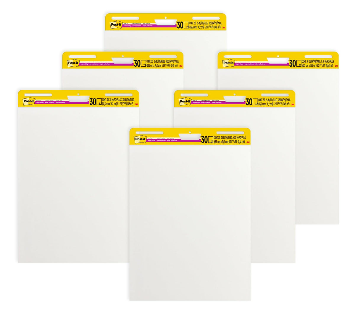 Super Sticky Easel Pad 25" x 30" 30 Sheets 6-Pack R610804