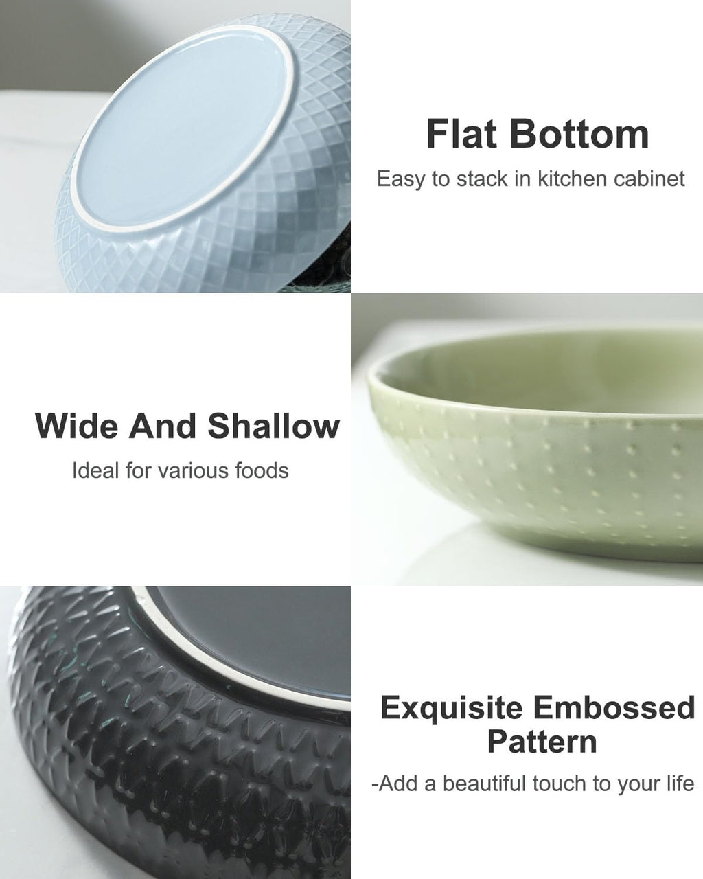 9.1'' 42 OZ Ceramic Pasta Bowls Set of 4 X299
