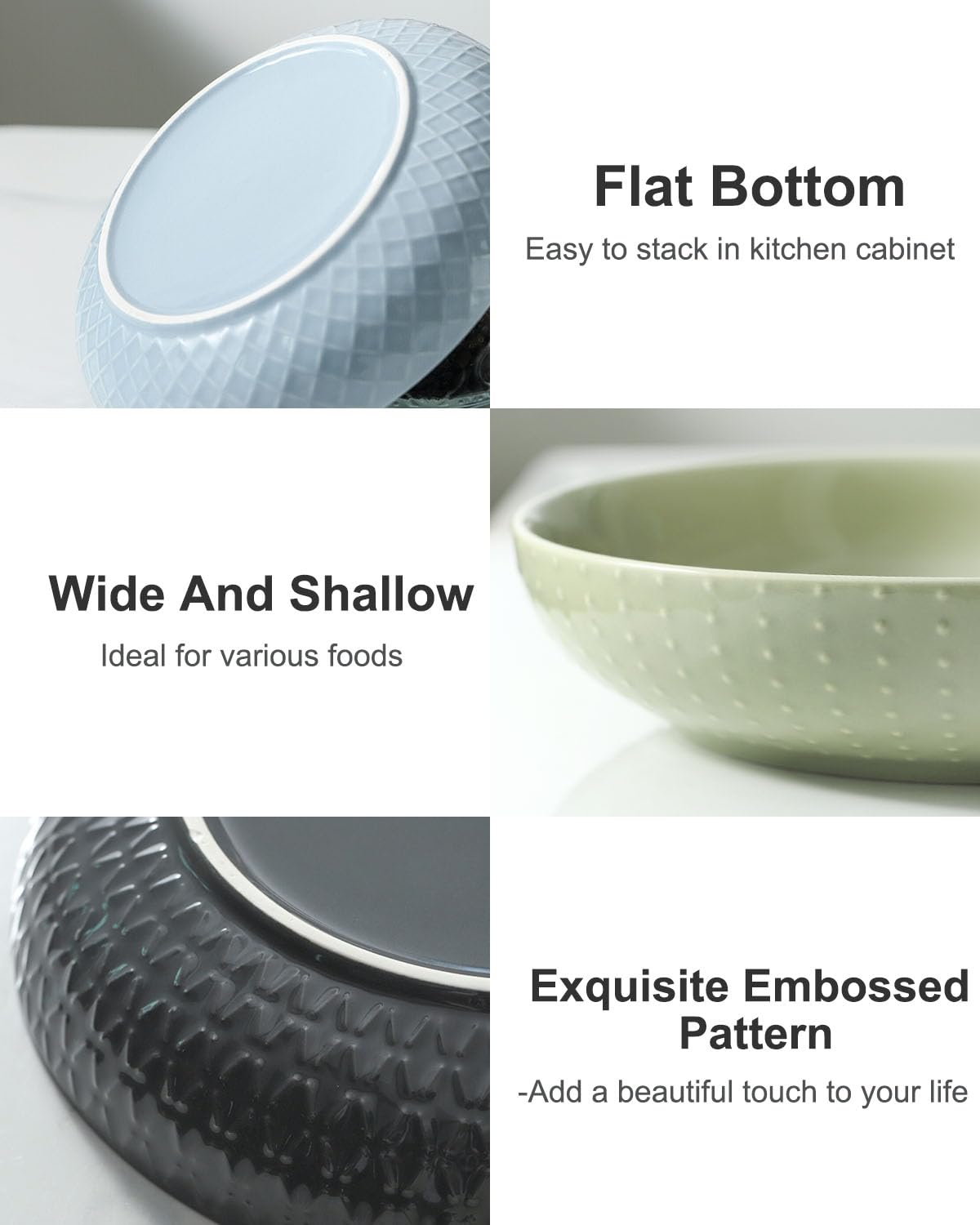 9.1'' 42 OZ Ceramic Pasta Bowls Set of 4 X299