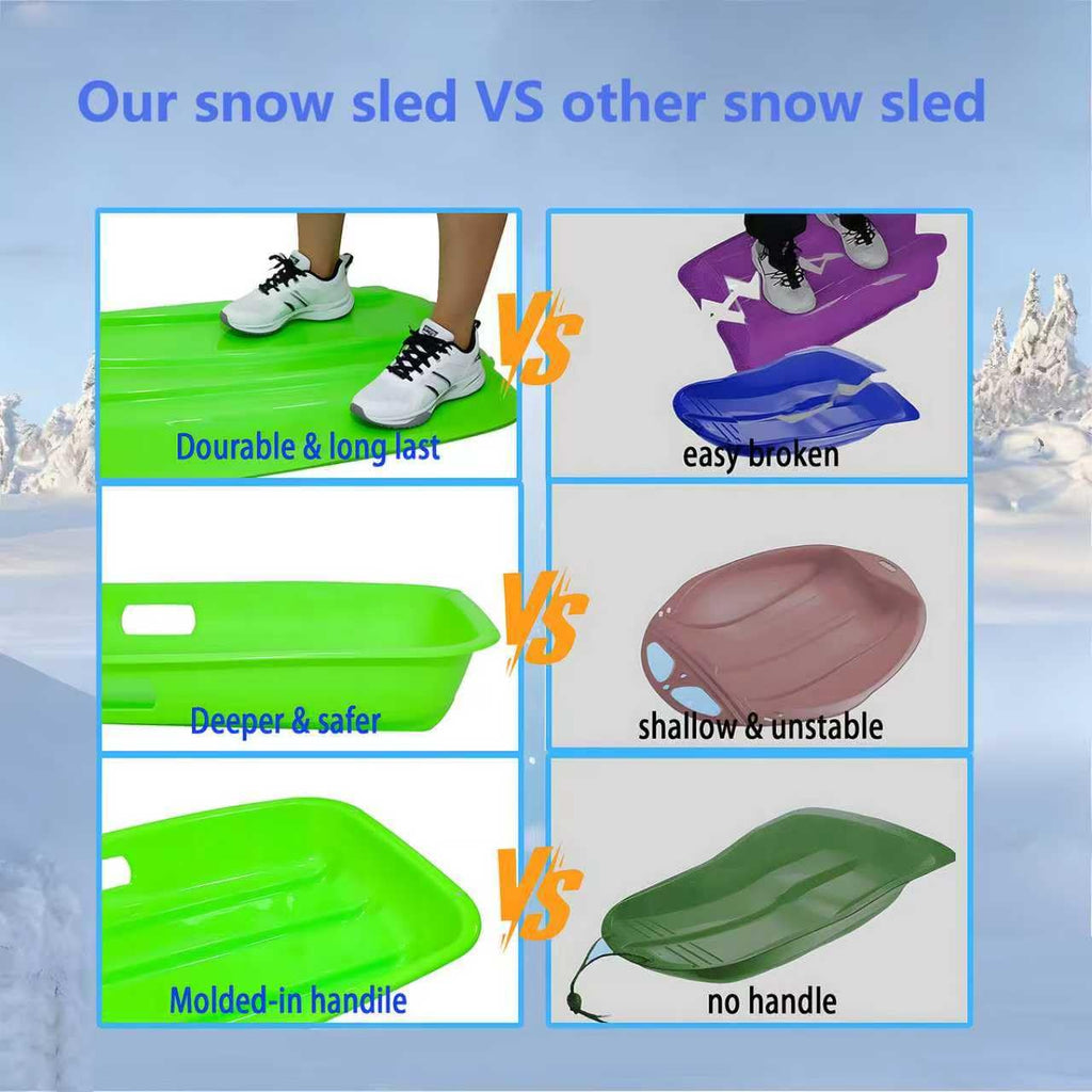 35 Inch 2-Person Plastic Snow Sled with Pull Rope I56436