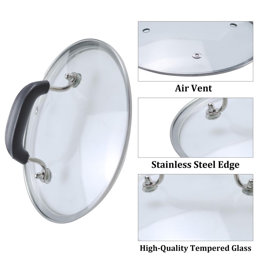 10.5 Inch Tempered Glass Lid with Silicone Handle Y538810