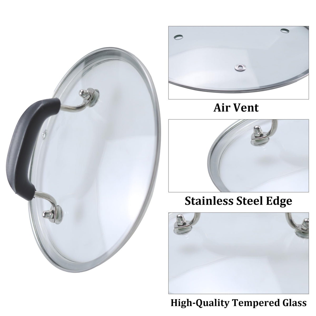 10.5 Inch Tempered Glass Lid with Silicone Handle Y538810